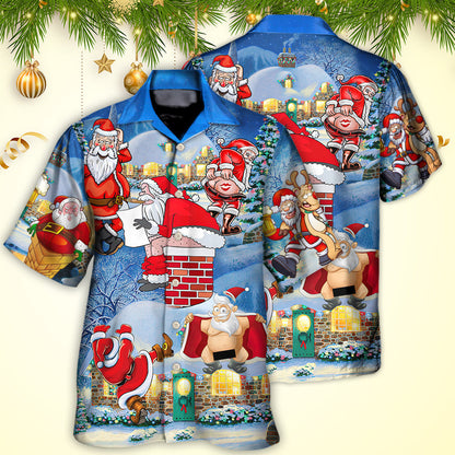 Christmas Rebellious Santa Claus Drunk Beer Troll Xmas Funny - Hawaiian Shirt 