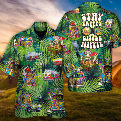 Camping Divertido Hippie Mantente Trippy Pequeño Hippie Tropical - Camisa Hawaiana Unisex para Hombres y Mujeres