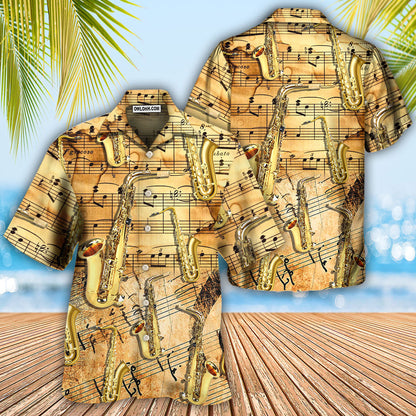 Saxophone Golden Music Lover Retro - Hawaiian Shirt 