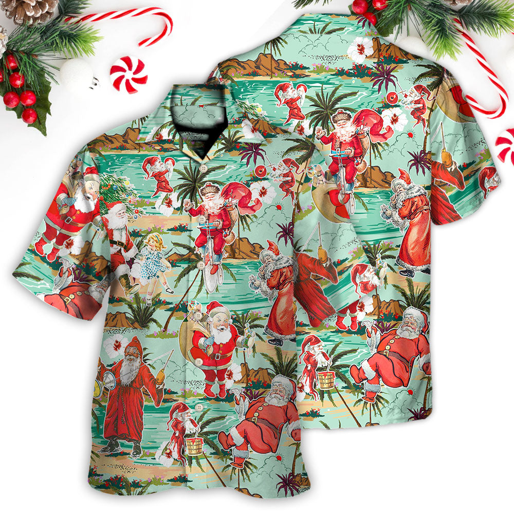 Christmas Santa Vacation Beach Joyful - Hawaiian Shirt 