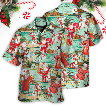 Christmas Santa Vacation Beach Joyful - Hawaiian Shirt 