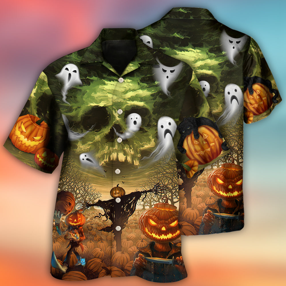 Halloween Pumpkin Crazy Ghost Style - Hawaiian Shirt 