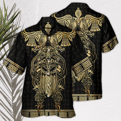 Viking Warrior The Raven Yellow Of Odin - Hawaiian Shirt 