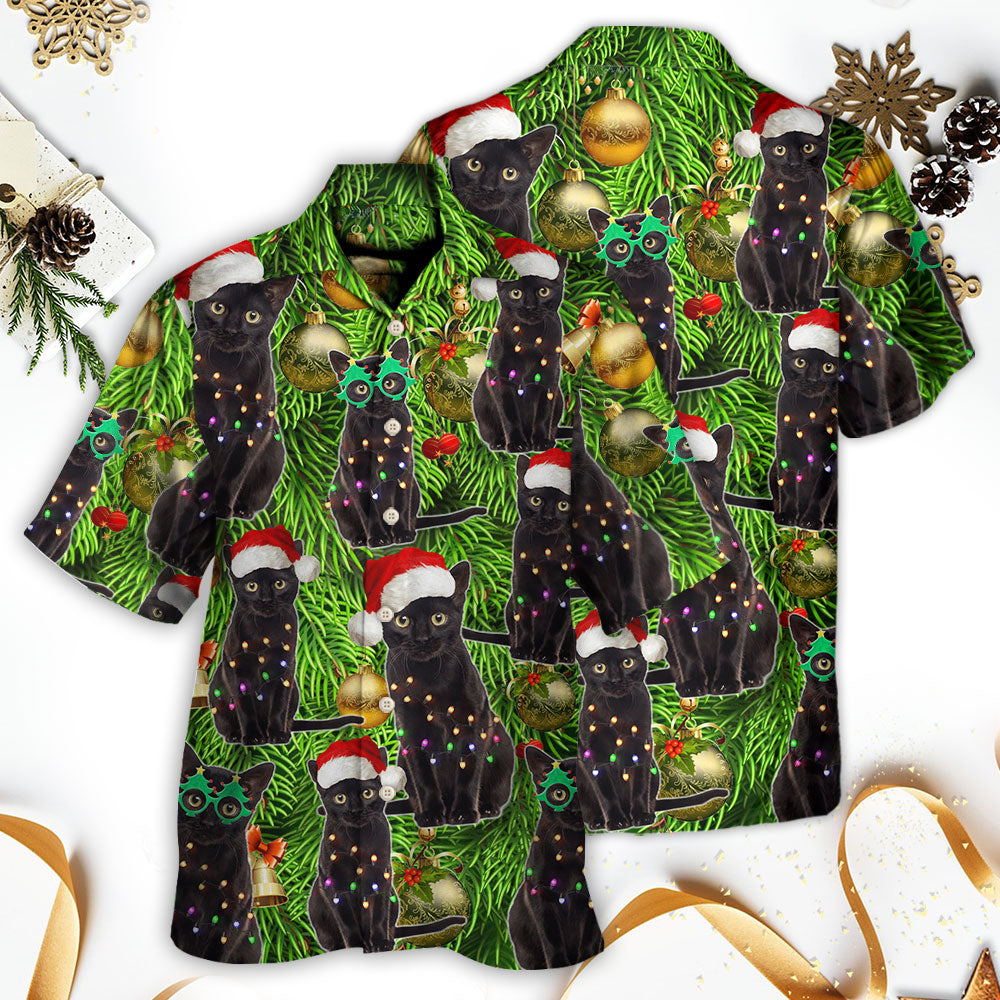 Black Cat Christmas Merry Xmas - Hawaiian Shirt 