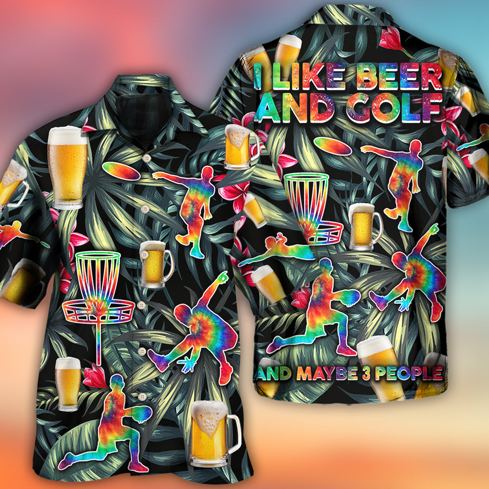 Beer And Disc Golf Tropical Flower Tie Dye - Hawaiian Shirt 