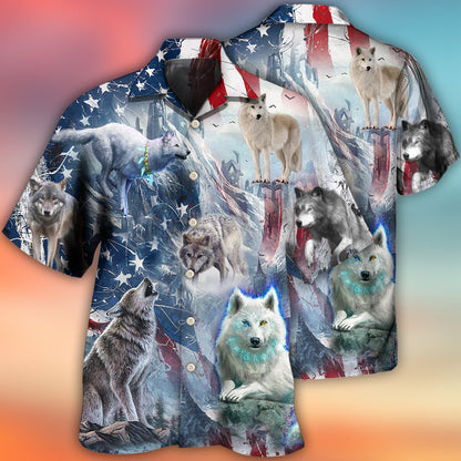 Wolf Independence Day Snow Mountain - Hawaiian Shirt 