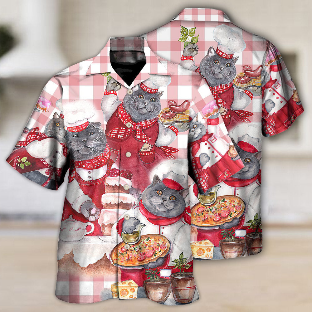 Chef Cute Black Cat Cooking - Hawaiian Shirt 