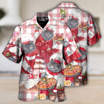 Chef Cute Black Cat Cooking - Hawaiian Shirt 