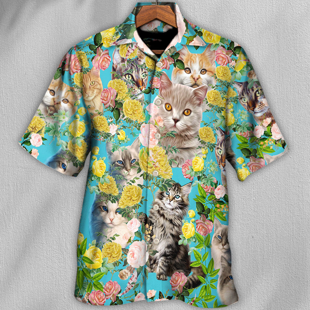 Cat With Flowers - Hawaiian Shirt 