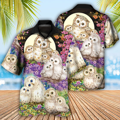 Owl Family And Flowers - Hawaiian Shirt 