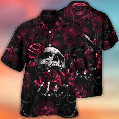 Skull Rose Blood Dark Screaming - Hawaiian Shirt 