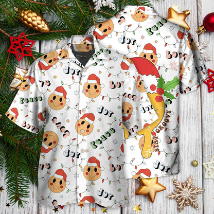 Christmas Hippie Groovy Santa Claus Smile Face - Hawaiian Shirt 