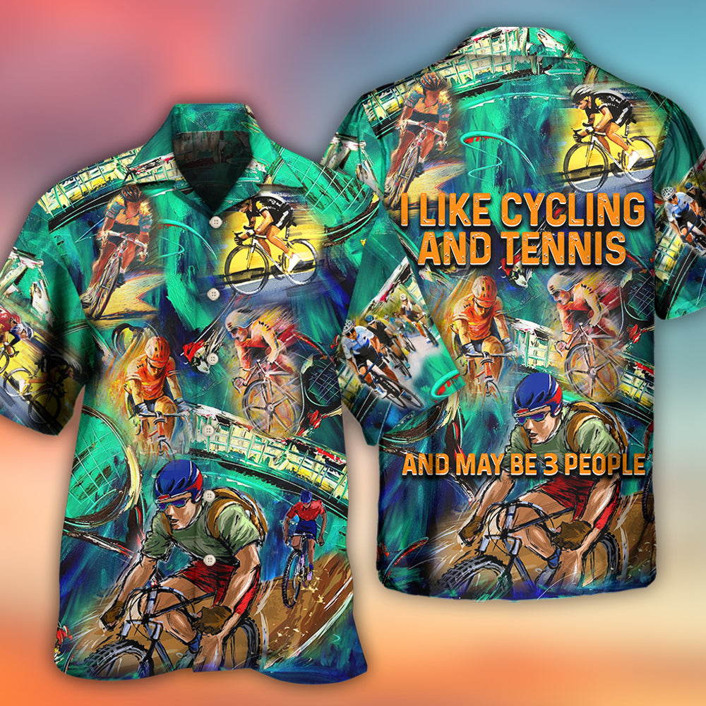 Cycling And Tennis Lover Abstract Painting - Hawaiian Shirt 
