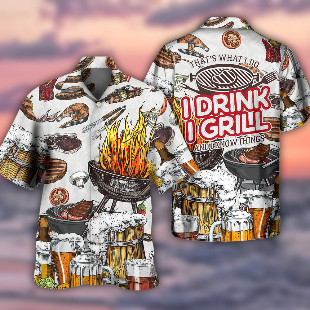 BBQ Grill And Drink Beer - Hawaiian Shirt 