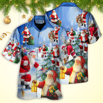 Christmas Santa Claus Is Coming Story Night Art Style - Hawaiian Shirt 