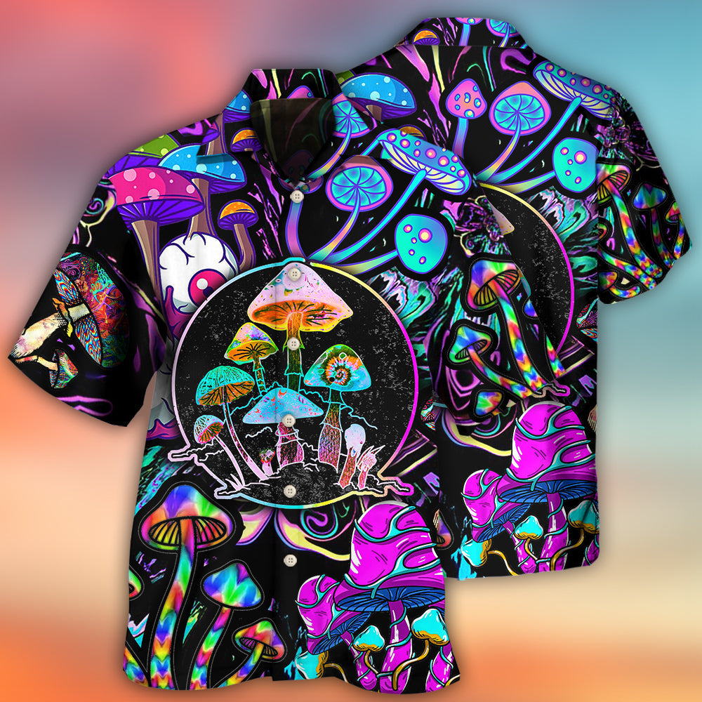 Hippie Mushroom Colorful Neon Light Cool Style - Hawaiian Shirt 