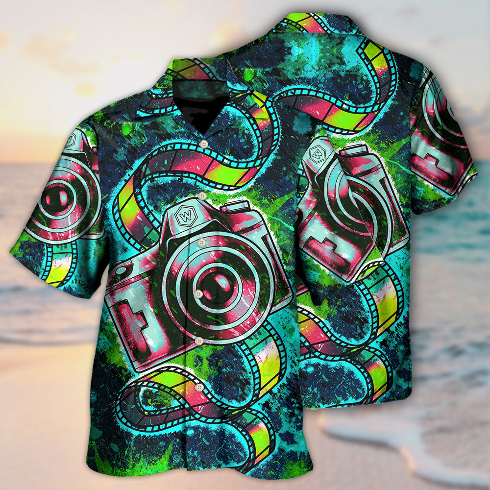 Camera Abstract Colorful Retro Amazing Camera - Hawaiian Shirt 