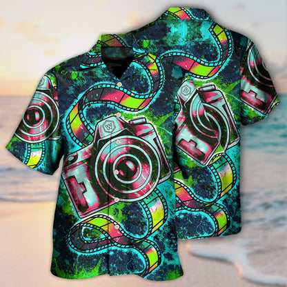 Camera Abstract Colorful Retro Amazing Camera - Hawaiian Shirt 