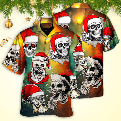 Christmas Bad Santa Skull Love Xmas Galaxy - Hawaiian Shirt 