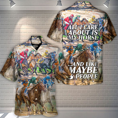 Montar a Caballo Todo lo que me Importa es mi Caballo y Quizás 3 Personas Estilo Asombroso - Camisa Hawaiana Unisex para Hombres y Mujeres