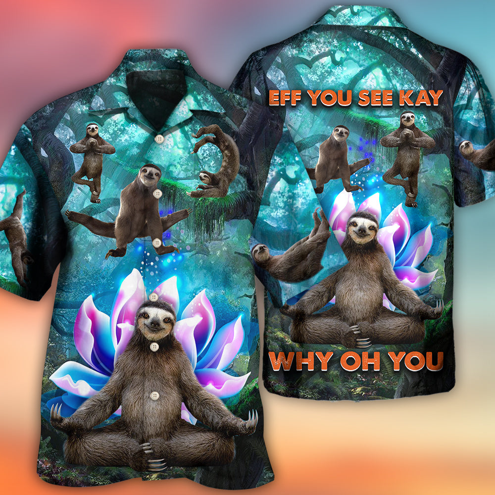 Sloth Yoga Pose On the Forest Lotus Flower - Hawaiian Shirt 