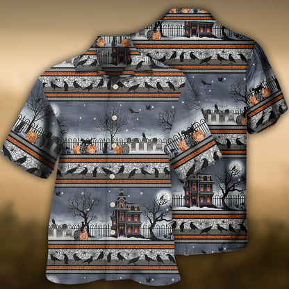 Halloween Spooky Night Border - Hawaiian Shirt 