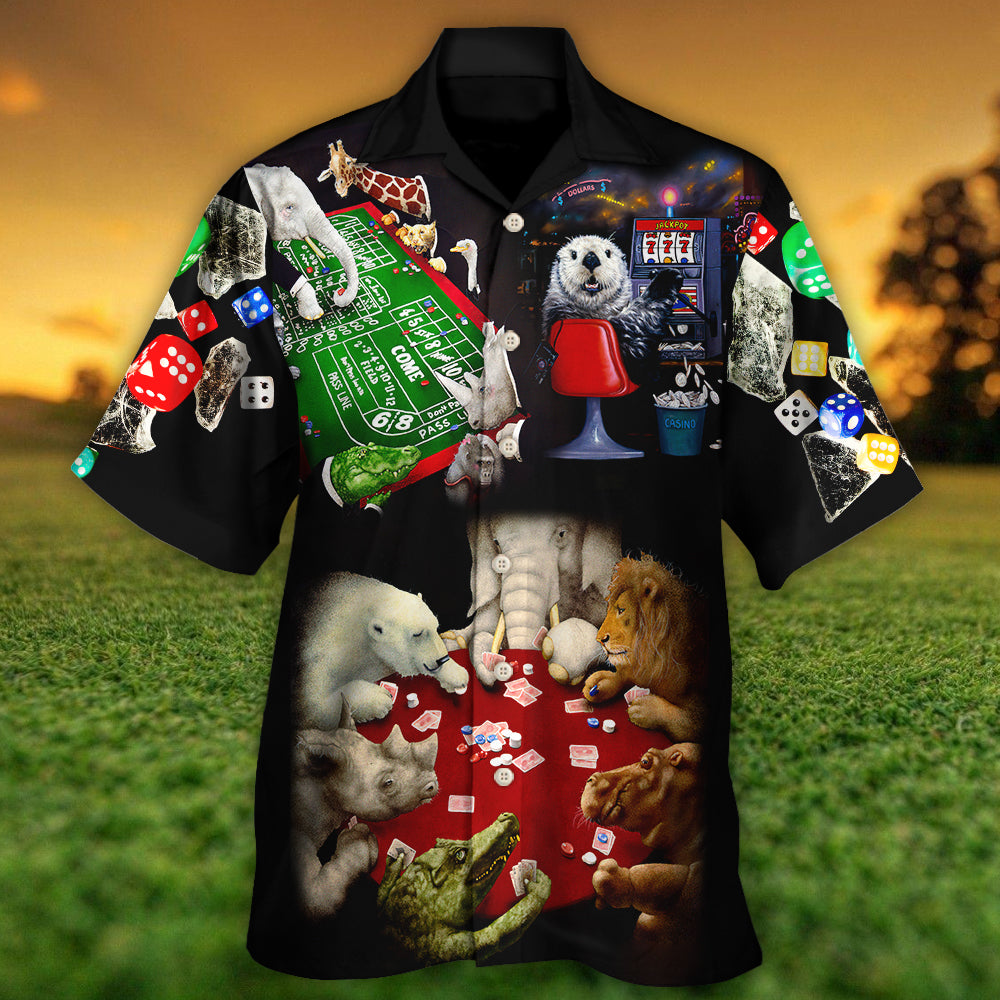 Casino Animals Gathered Around A Craps Table - Hawaiian Shirt 
