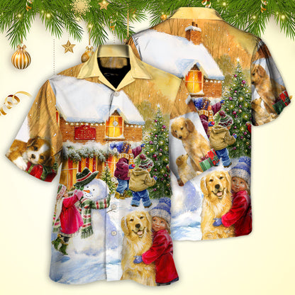 Christmas Children And Animals Love Christmas In The Town Art Style - Hawaiian Shirt 