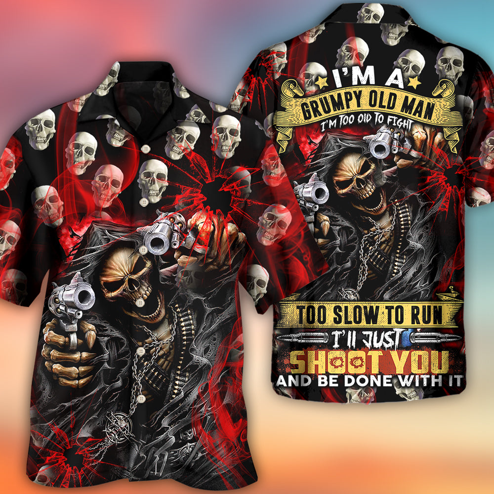 Skull Dark Gun Red Smoke Lighting - Hawaiian Shirt 