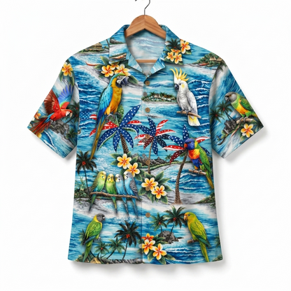 Parrot America 4th July 250 Years Anniversary Premium Unisex Hawaiian Shirt For Men and Women