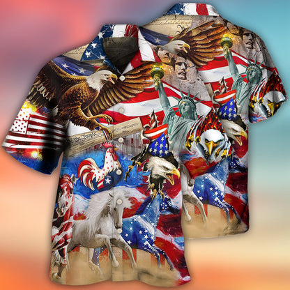 America Independence Day Animal Happy - Hawaiian Shirt 