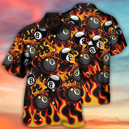 Billiard Eight Ball Burning With Fire Flames - Hawaiian Shirt 