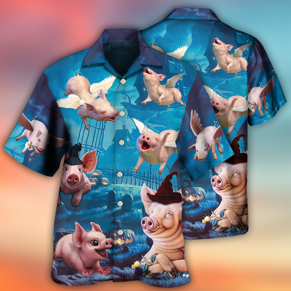 Halloween Pig Fly Pumpkin Scary - Hawaiian Shirt 