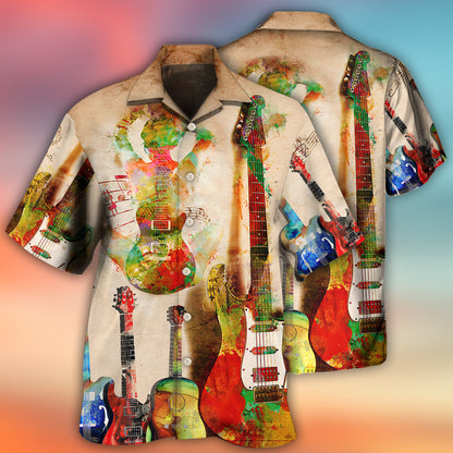 Guitar Abstract Guitar Colorful Art Style - Hawaiian Shirt 