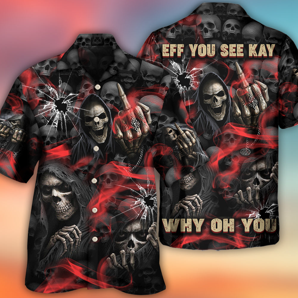 Skull Dark Red Smoke - Hawaiian Shirt 