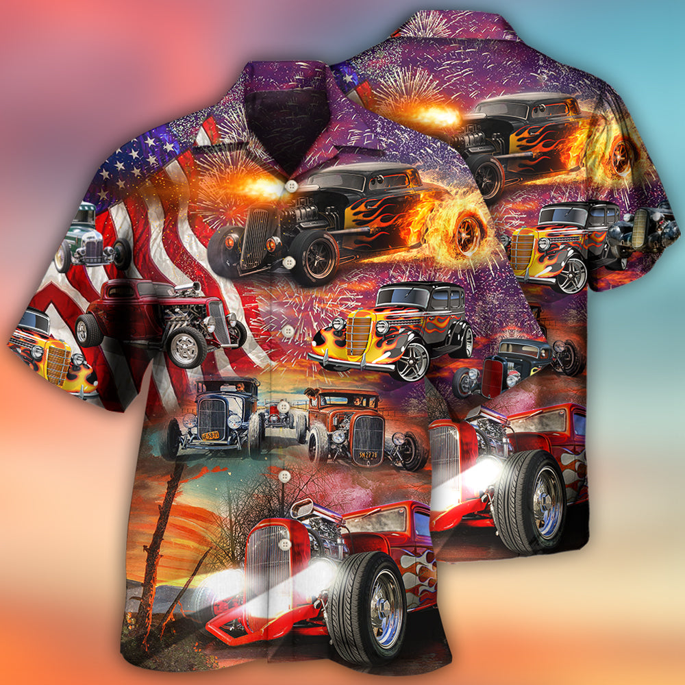 Hot Rod Independence Day Firework Happy - Hawaiian Shirt 