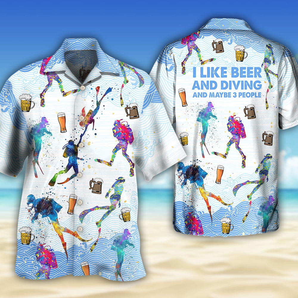 Diving I Like Beer And Diving - Hawaiian Shirt 