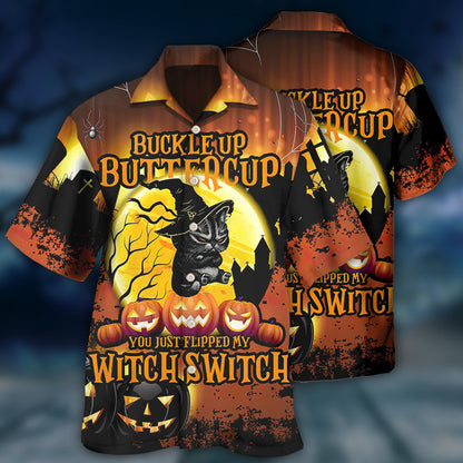 Halloween Cat Buckle Up Buttercup - Hawaiian Shirt 