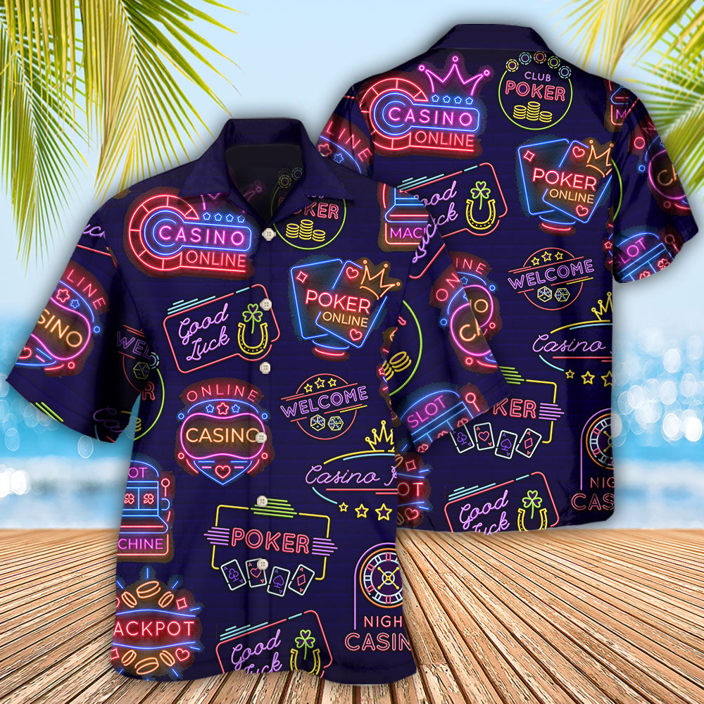 Poker Neon Casino Art - Hawaiian Shirt 