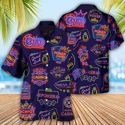 Poker Neon Casino Art - Hawaiian Shirt 