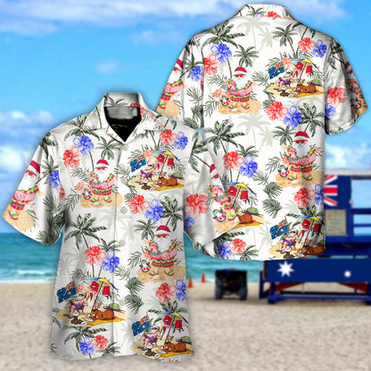 Christmas In July Santa Enjoy Time For Some Beach Therapy - Unisex Hawaiian Shirt For Men and Women