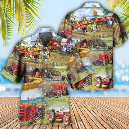 Tractor Farm Tractor Painting Art - Hawaiian Shirt 