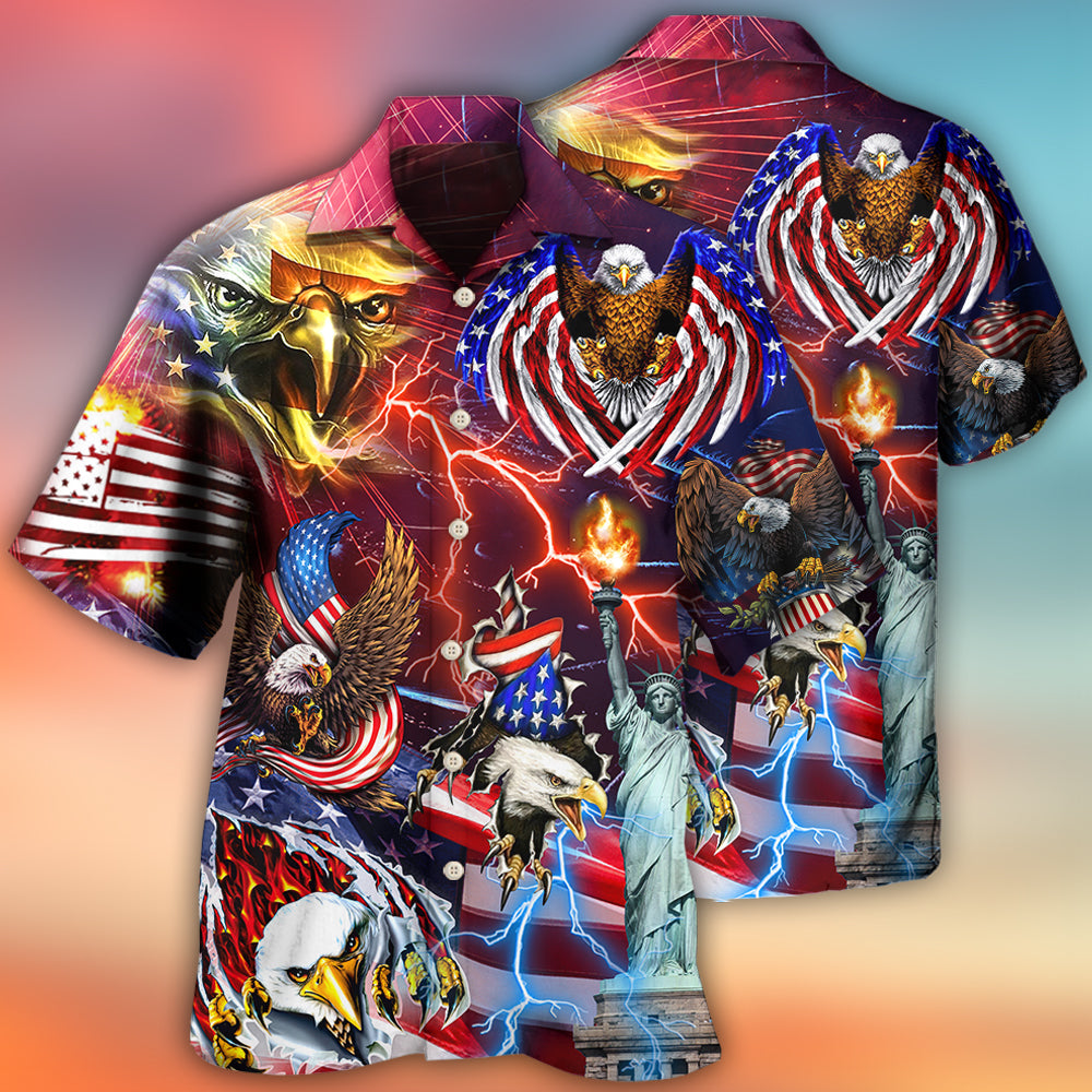 America Independence Day Eagle Lighting - Hawaiian Shirt 