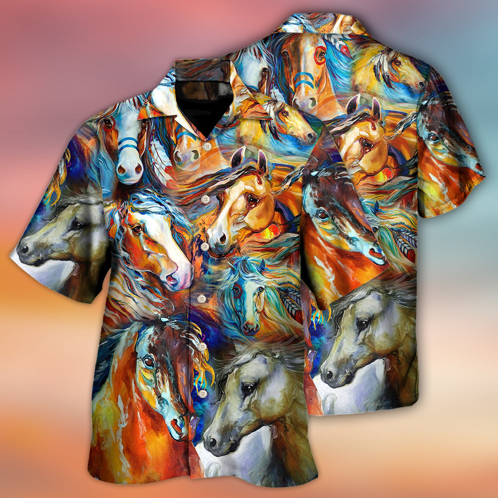 Horse Face Colorful Cool Art Style - Hawaiian Shirt 