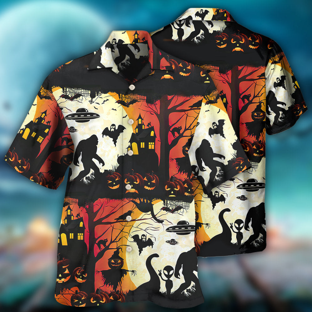 Halloween Ew People Bigfoot UFO - Hawaiian Shirt 