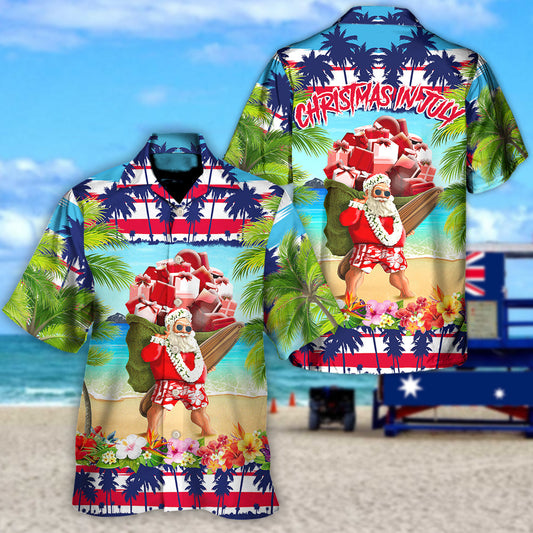 Christmas In July Santa Claus Spent Down At The Beach - Unisex Hawaiian Shirt For Men and Women