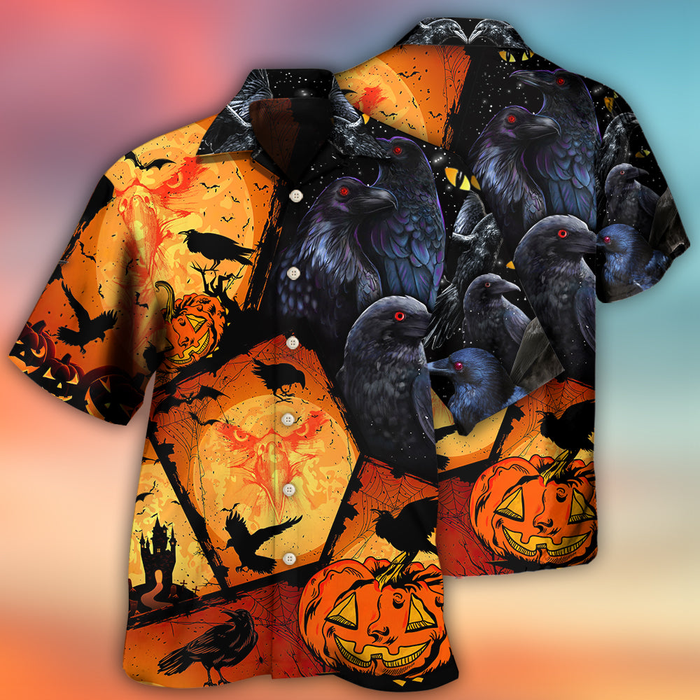 Halloween Raven Pumpkin Scary - Hawaiian Shirt 