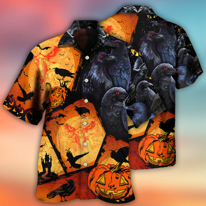 Halloween Raven Pumpkin Scary - Hawaiian Shirt 