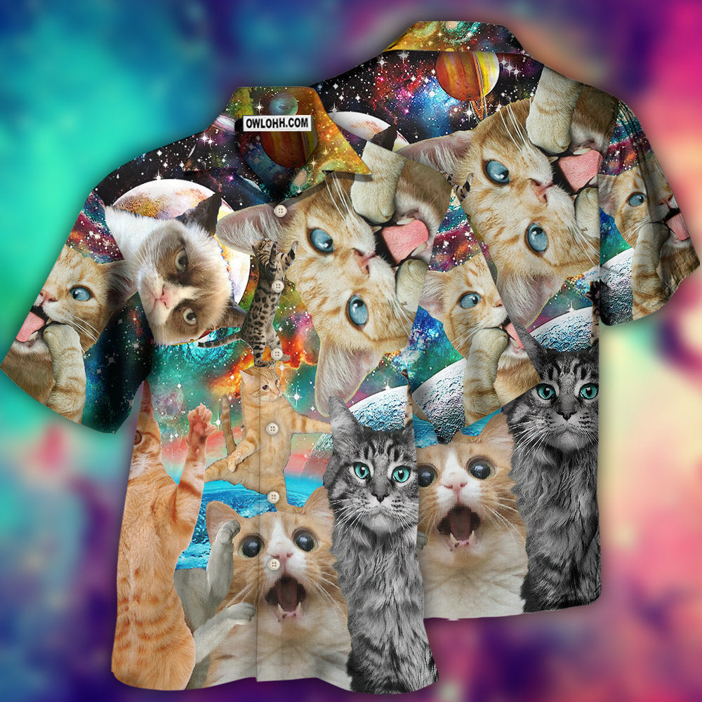 Cat Funny Amazing Galaxy - Hawaiian Shirt 
