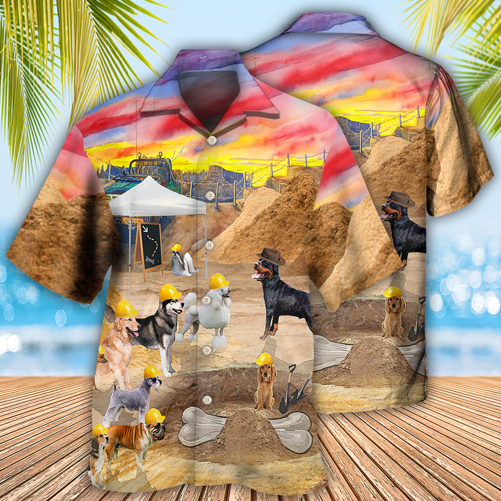 Dog Archeologist Dog Digging For Bones - Hawaiian Shirt 